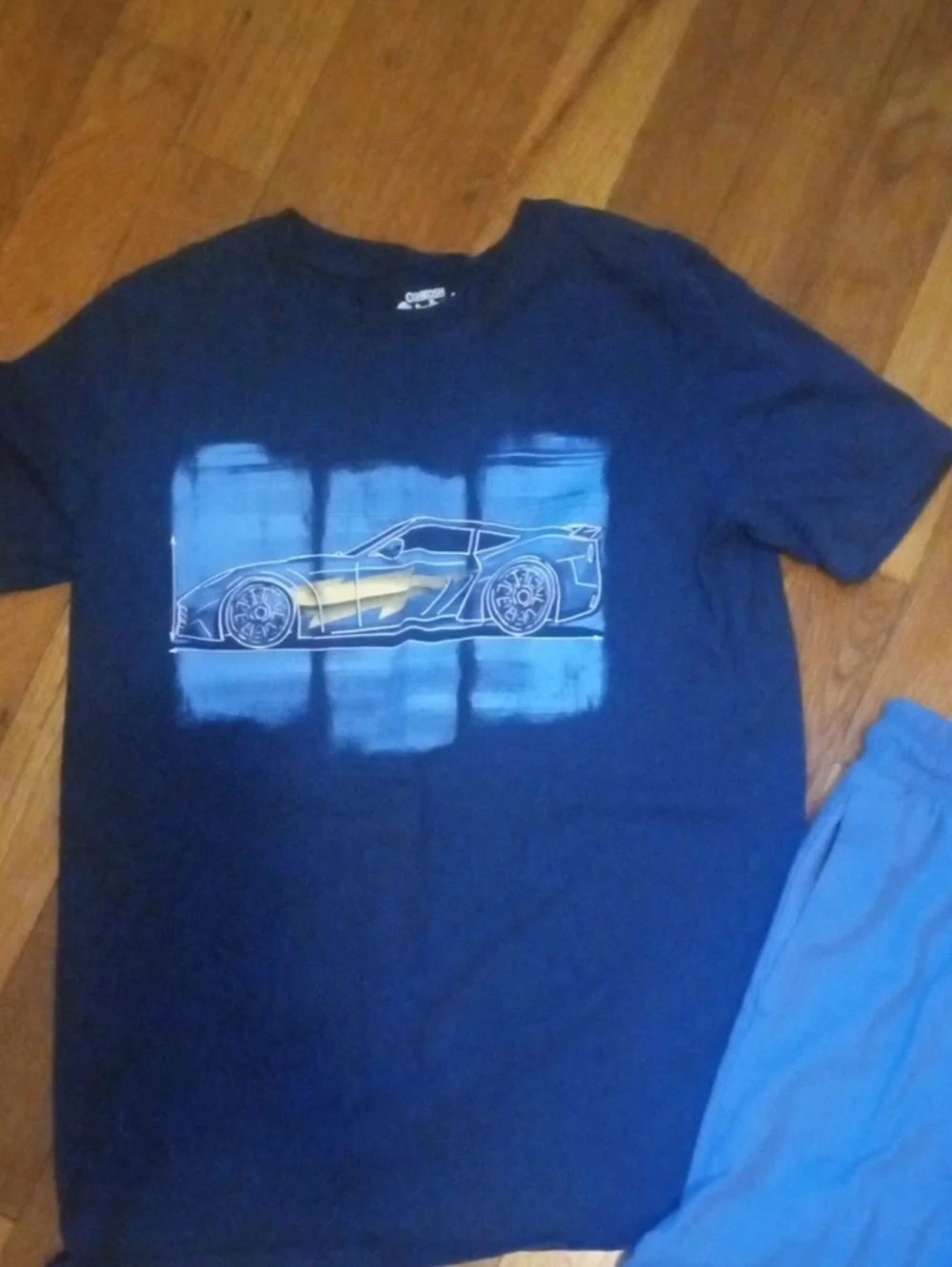 Blue Graphic Tee and Light Blue Athletic Shorts boys XL